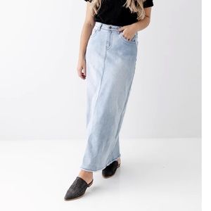 Light Denim Ankle Length Skirt